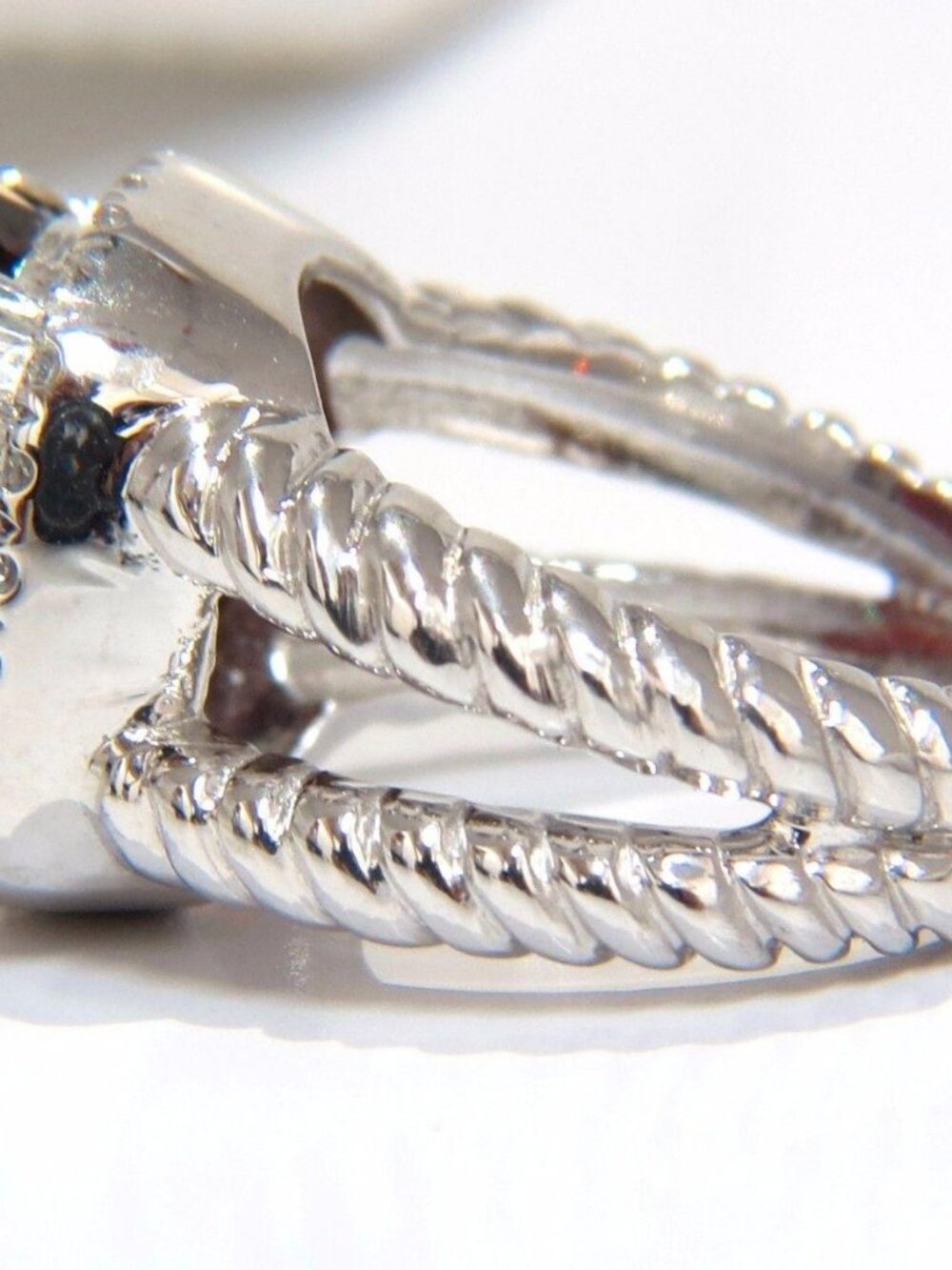13.12CT NATURAL SPESSARTITE GARNET DIAMONDS RING VIVID RED 14KT ROPE TWIST* - Picture 5 of 6